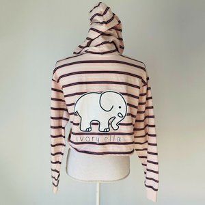 Ivory Ella Crystal Pink Striped Cropped Hoodie Organic Cotton Size XS Cute